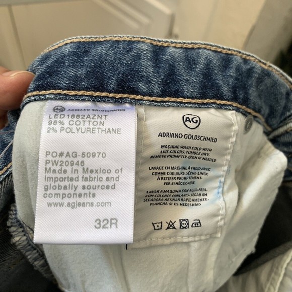 AG Adriano Goldschmied The Jodi High Rise Crop Flare Blue Denim Jean Size 32R - Picture 10 of 11